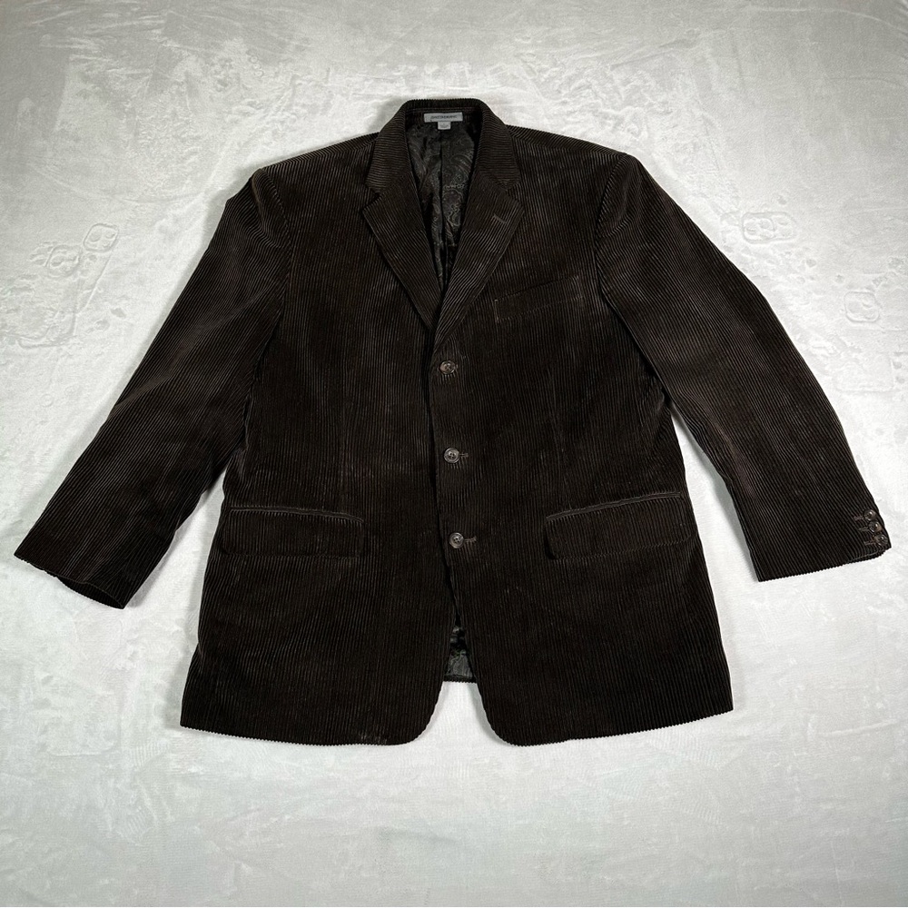 VTG Johnston and Murphy Blazer Men Size L Brown Corduroy 100% Cotton EUC